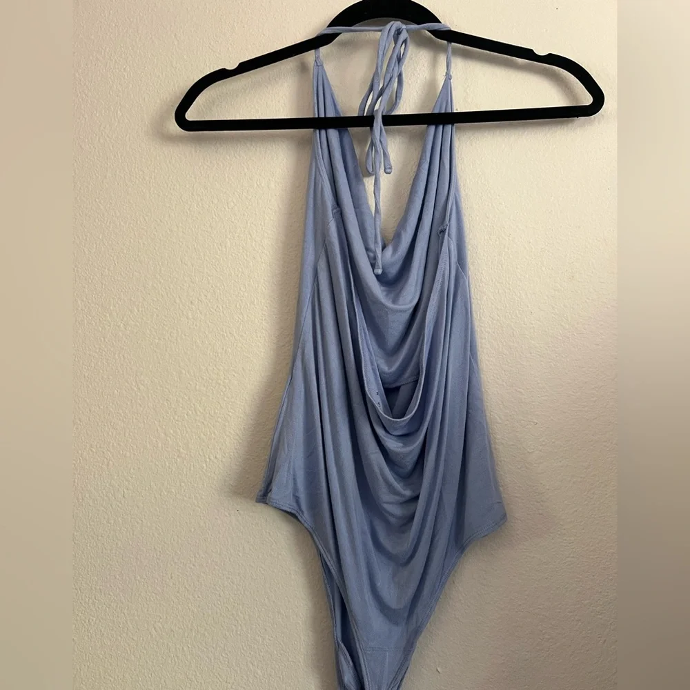 Abercrombie & Fitch Soft Blue Draped Bodysuit - Picture 2 of 3